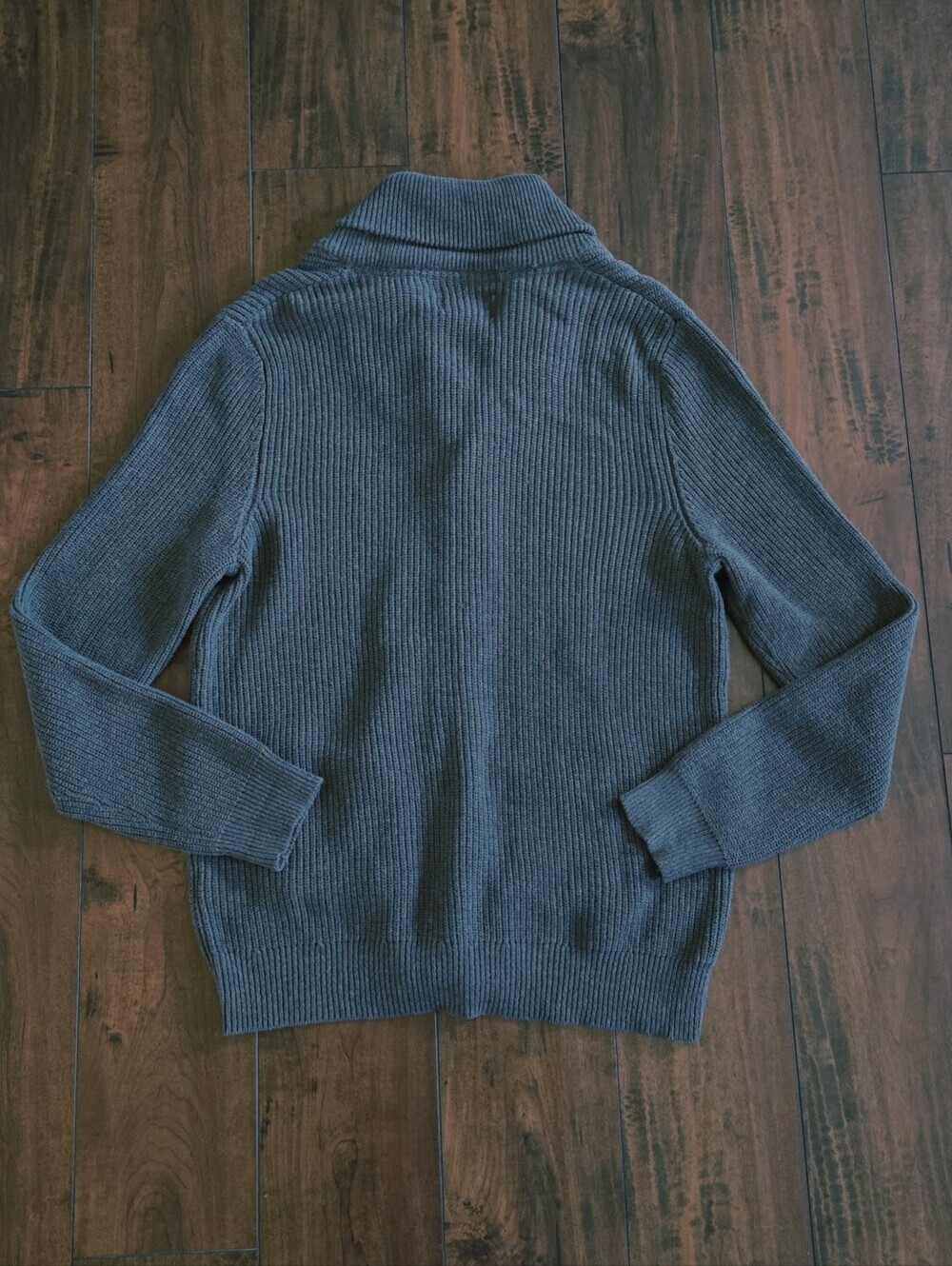 Sun + Stone Men's Shawl Collar Cardigan Sweater Dark Gray 100% Cotton Size XL - Picture 4 of 8